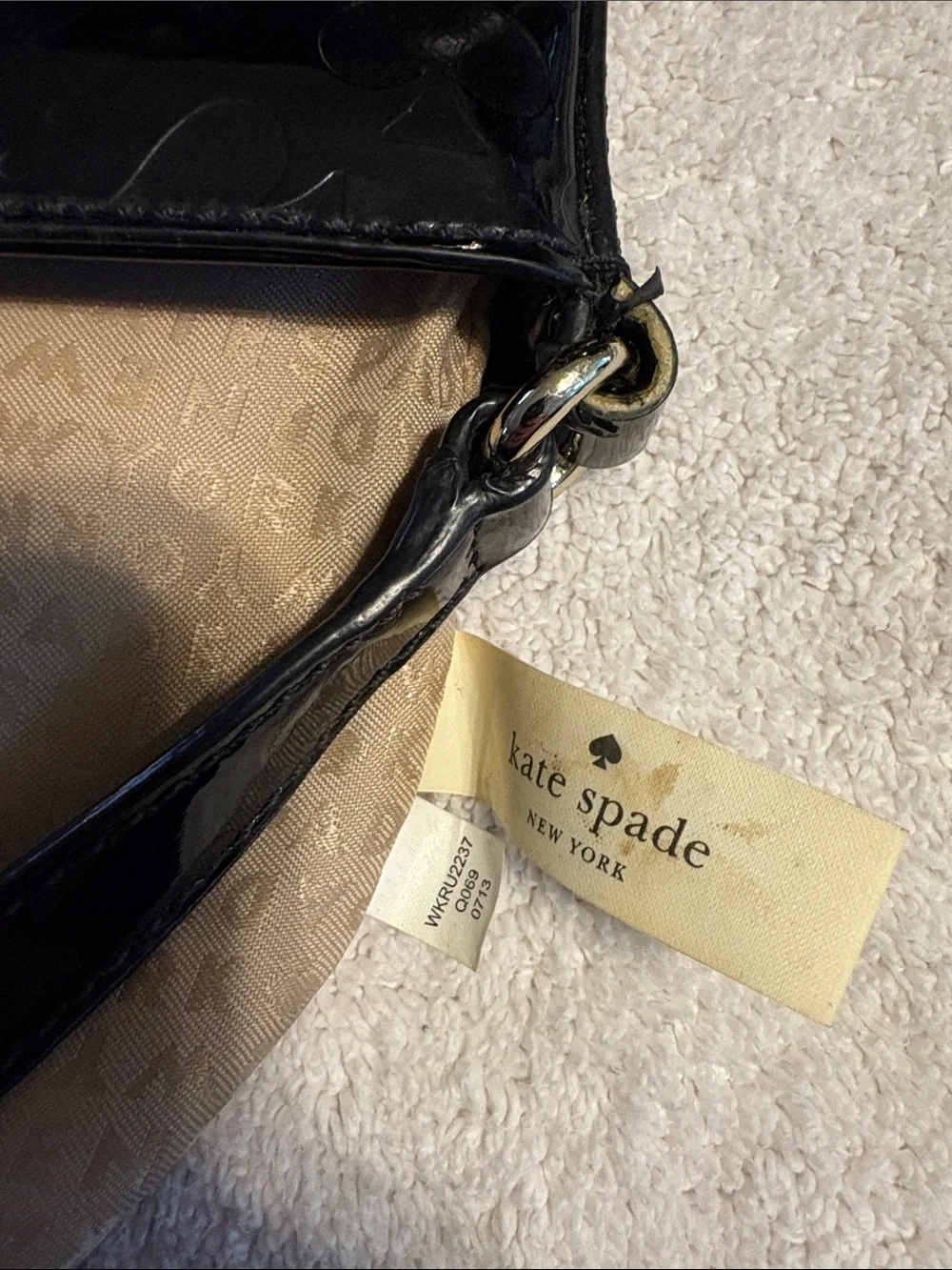 Kate Spade Beale Street Toni Embossed Black Patent PVC Crossbody Bag